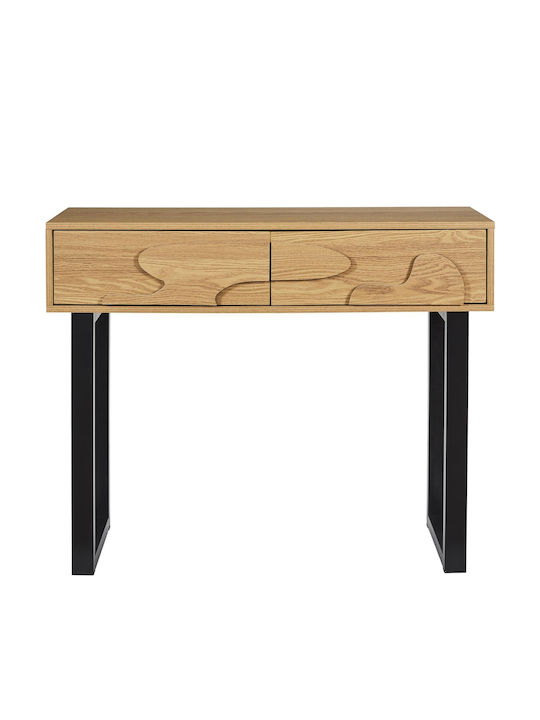 Calypso Console Table Wood & Metal with Mirror Wood Shade L100xW35xH80cm