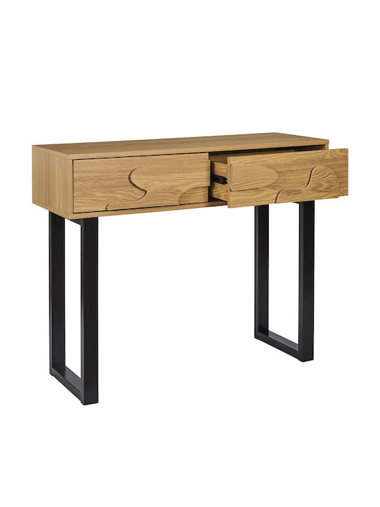 Calypso Console Table Wood & Metal with Mirror Wood Shade L100xW35xH80cm