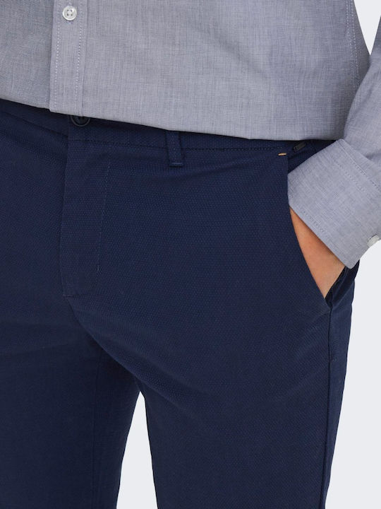 Pantaloni Elastic cu Croială Slim Dark Blue