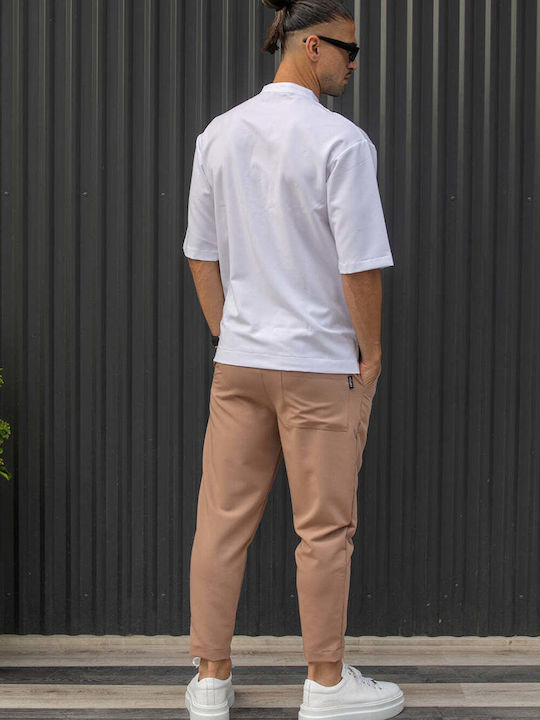 Trousers Elastic in Slim Fit Dark Camel