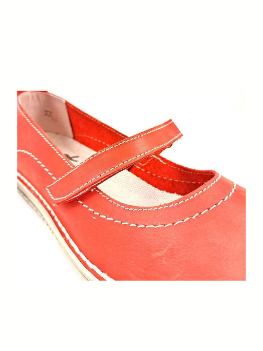 Leather Ballerinas Red