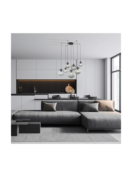TK Lighting Κρεμαστό Φωτιστικό Ασημί για 7 Λαμπτήρες E27