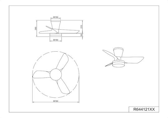 Trio Lighting 76cm Ceiling Fan with Light Fixture White