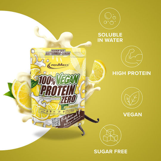 IronMaxx 100% Vegan Protein Zero Χωρίς Λακτόζη με Γεύση Buttermilk Lemon 500gr