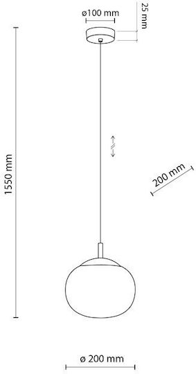 TK Lighting Κρεμαστό Φωτιστικό Γκρι με Ντουί E27 20x20εκ.
