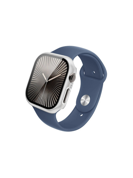 Apple Watch Serie 10/46 mm Imak Tragbare Hülle Schutzfolie Silber