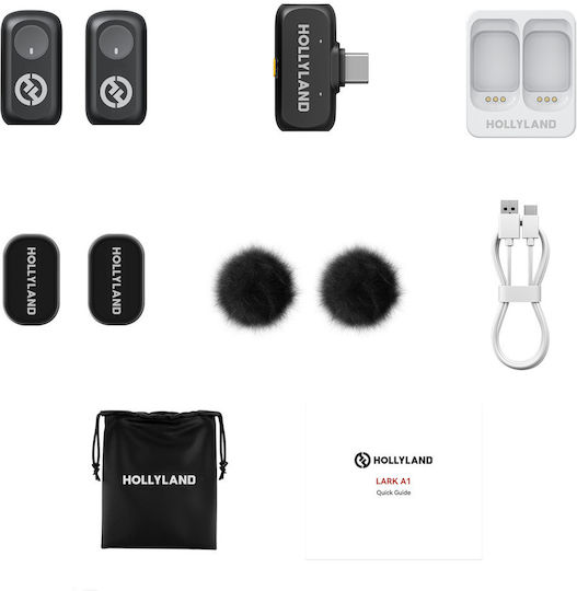 Hollyland LARK A1 Mini Duo Wireless Microphone Flyout Journalistic in Gray Color