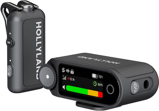 Hollyland LARK MAX 2 Solo Set Wireless Microphone Flyout Journalistic in Gray Color Space Grey
