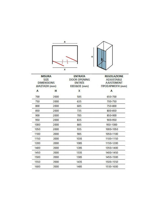 Karag Duschwand für Dusche mit Aufklappbar Tür 90x200cm Klarglas Chrom