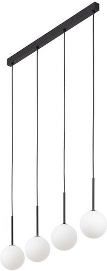 TK Lighting Martin Pendant Light Black Rail for 4 Bulbs G9 78x140cm