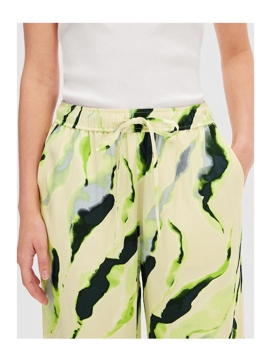 Dama Tesatura Pantaloni cu Elastic cu Croială Normală Birch