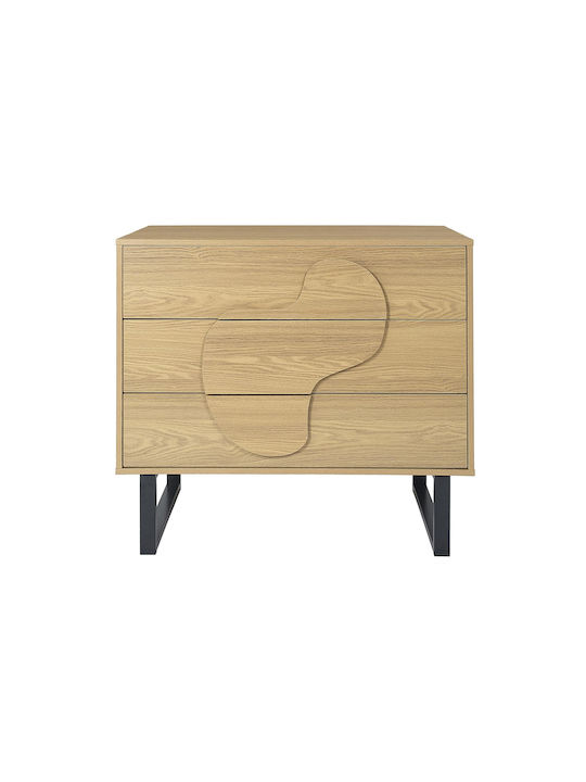 Bufet din Lemn & Metal cu Sertare Maro 90x49x79cm