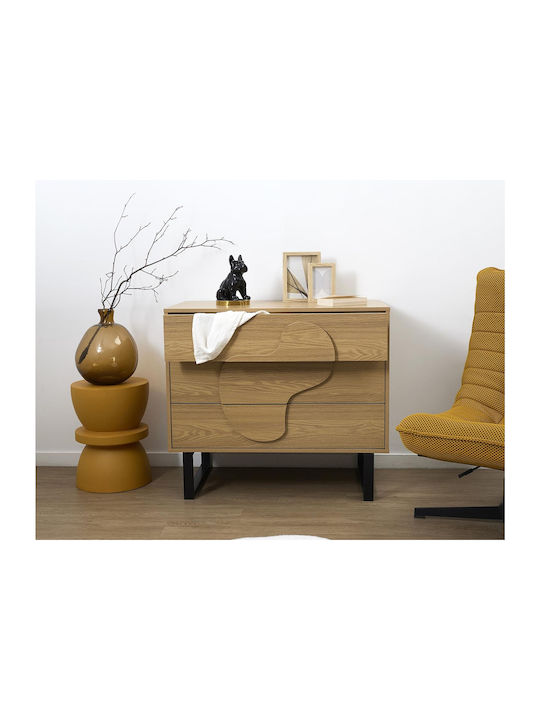 Bufet din Lemn & Metal cu Sertare Maro 90x49x79cm