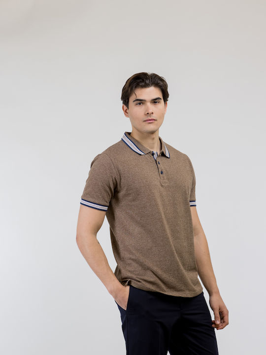 Polo Herrenbluse Kurzarm Braun