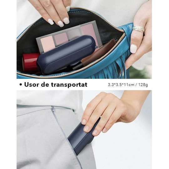 Ultra Portabil 3 În 1 Ventilator De Mână Birou Gât 3 Viteze Pliabil Baterie Portabilă 2000mah 20h Autonomie Skdr Airmini Albastru