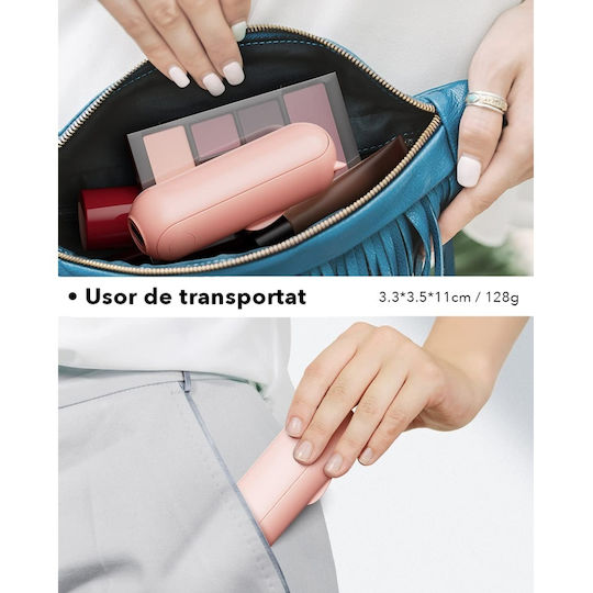 Ultra Portabil 3 În 1 Ventilator De Mână Birou Gât 3 Viteze Pliabil Baterie Portabilă 2000mah 20h Autonomie Skdr Airmini Roz