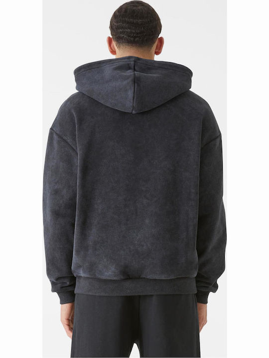 Φούτερ με Κουκούλα Washed Black