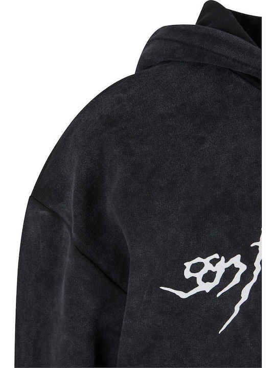 Φούτερ με Κουκούλα Washed Black