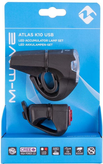 M-Wave 221058 Reîncărcabil Set Lumini Bicicletă