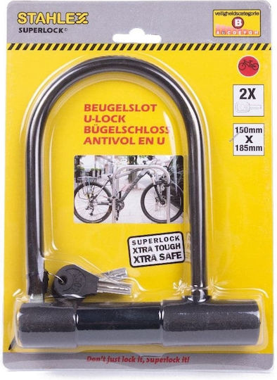 M-Wave U-Lock Bicycle Pedal Lock with Key Black 150x180mm