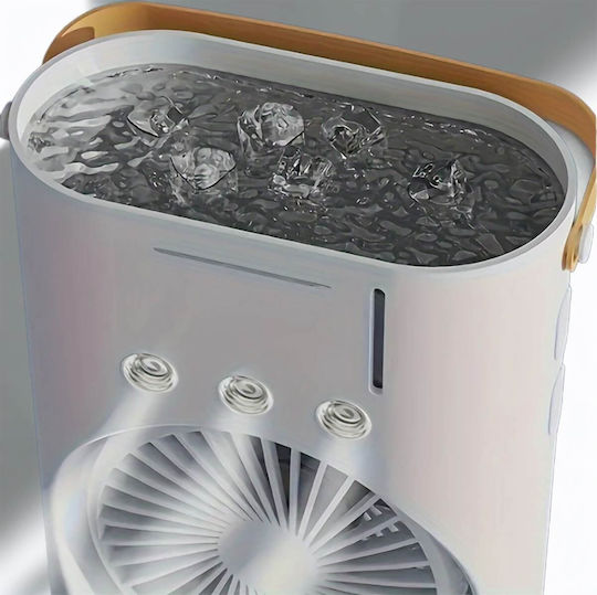Uncle George Mini Fan USB Rechargeable with Water and Lighting 10W White