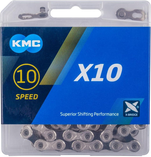 KMC Chain X10 Bicycle Chain 10 Gears 114L Silver