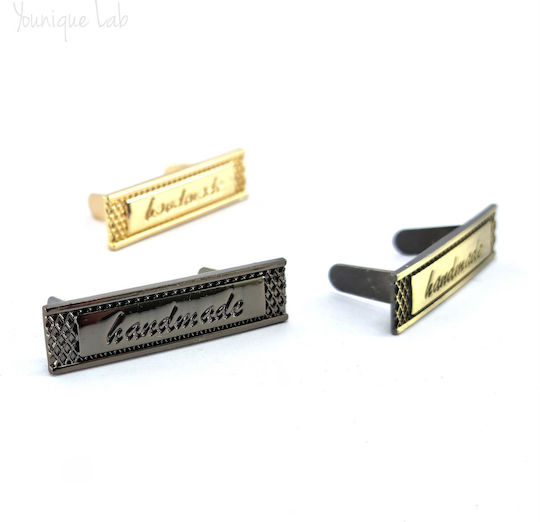 Etichetă Handmade Genți Negru Nichel 4 X 1 Cm