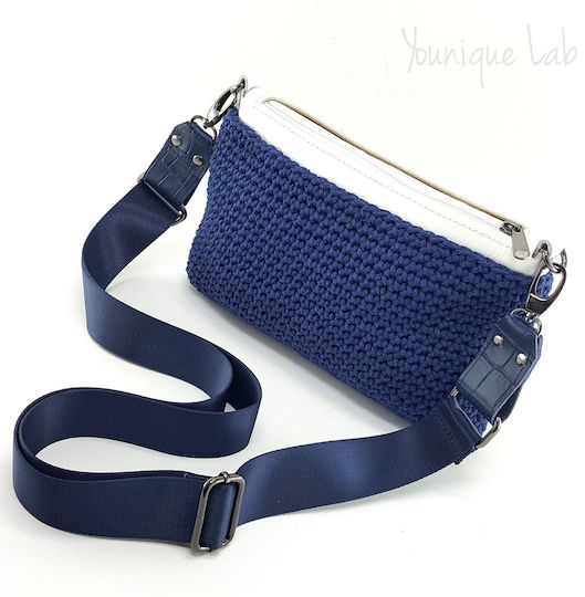 Knitted Bag Set Zipper 25 cm Crossbody Strap Yarn Burgundy Bronze Metal Elements