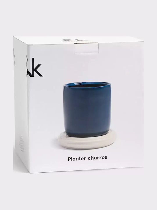 &Klevering Planter Ceramic Blue 25x25x24.5cm.