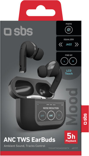 SBS Mood In-ear Bluetooth Handsfree Căști cu Carcasă de Încărcare Negru