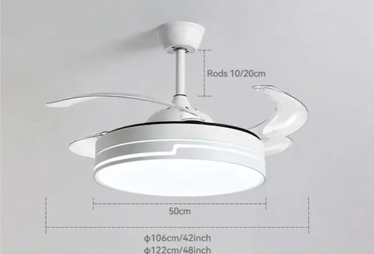 Ventilator De Tavan Cu Lumină Transparent / Alb