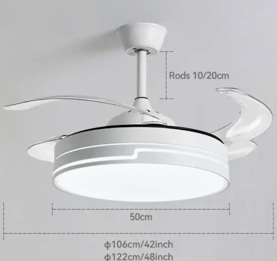 Ventilator De Tavan Cu Lumină Transparent / Alb