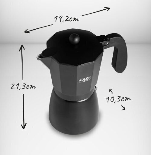 Adler Electric Stovetop Espresso Pot 9 Cups Black