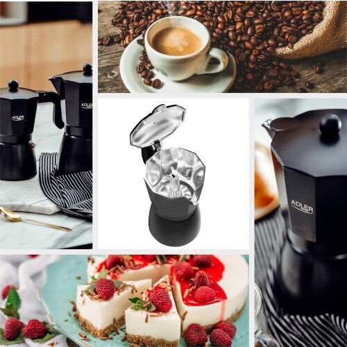 Adler Electric Stovetop Espresso Pot 9 Cups Black