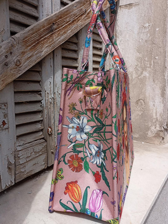 Boho Tote Bag Frida 2 Ροζ