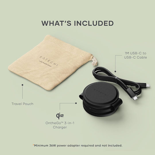 Satechi Ασύρματος Φορτιστής (Qi Pad) 15W Μαύρος (OntheGo)