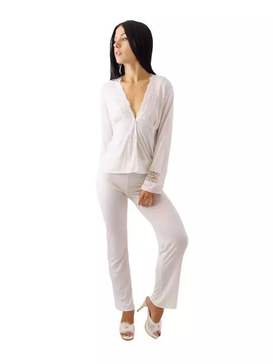 FMS De mireasă Set Pijamale pentru Femei White
