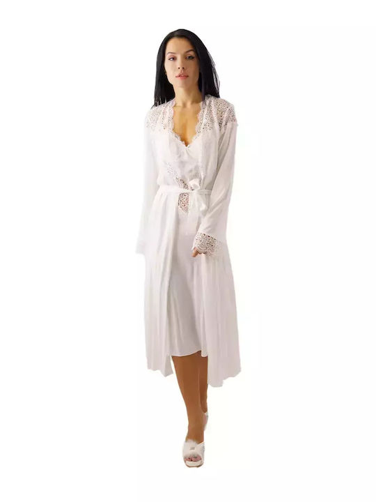 FMS Sommer Braut Damen Robe mit Nachthemd White