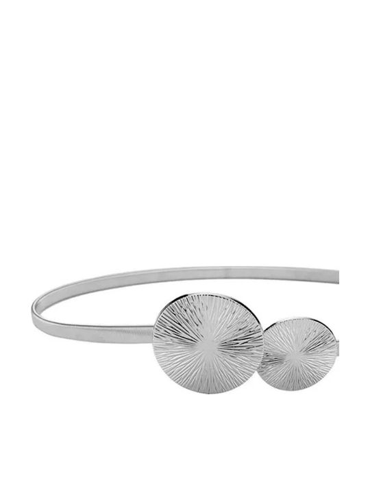 Texture Elastic Women's Belt Silver