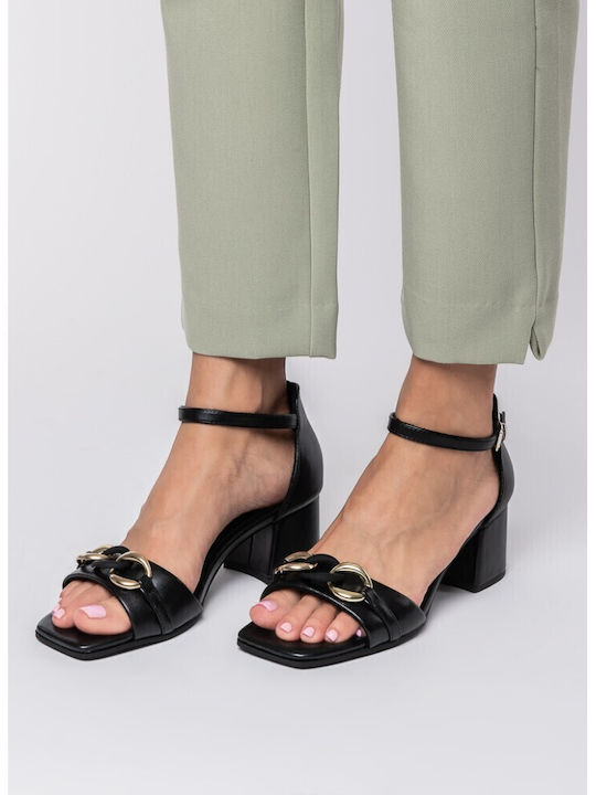Leder Sandalen Anatomisch Black/Gold