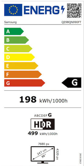Samsung Smart Τηλεόραση 98" 8K UHD Neo QLED QN990F HDR (2025) QE98QN990FTXXH