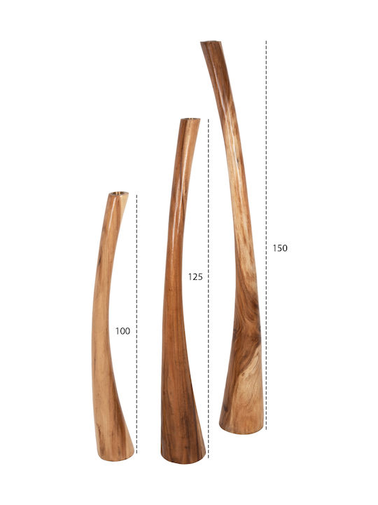 Freebox Set of Candle Holders Wooden in Brown Color 3pcs