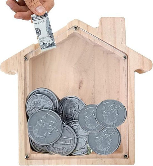Tpster Κουμπαράς Ξύλινος Μπεζ 18x15cm