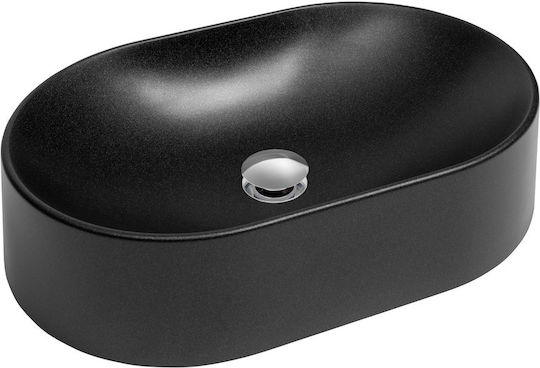 Turtl Επικαθήμενος Νιπτήρας Πορσελάνης 60x40cm Μαύρος