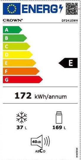 Crown Ψυγείο Δίπορτο 206lt Υ143xΠ55xΒ55εκ. Λευκό DF241EWH