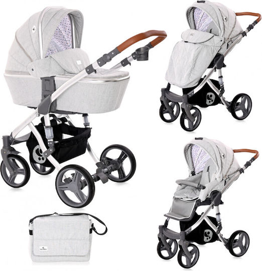 Lorelli Rimini Adjustable 2 in 1 Baby Stroller Suitable for Newborn Grey & Black Dots 21.80kg