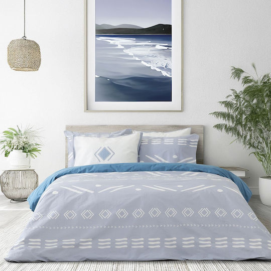 Nima Raiza Coverlet Queen Size Cotton Grey, Blue 220x240cm