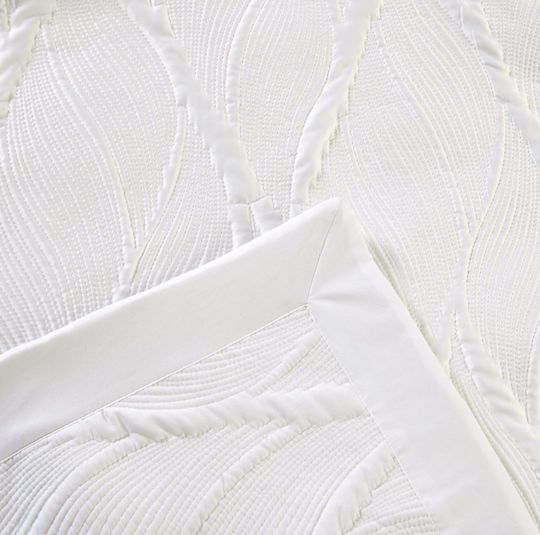 Liolios Home Set Coverlet Queen Size Microsatin White 250x240cm 3pcs