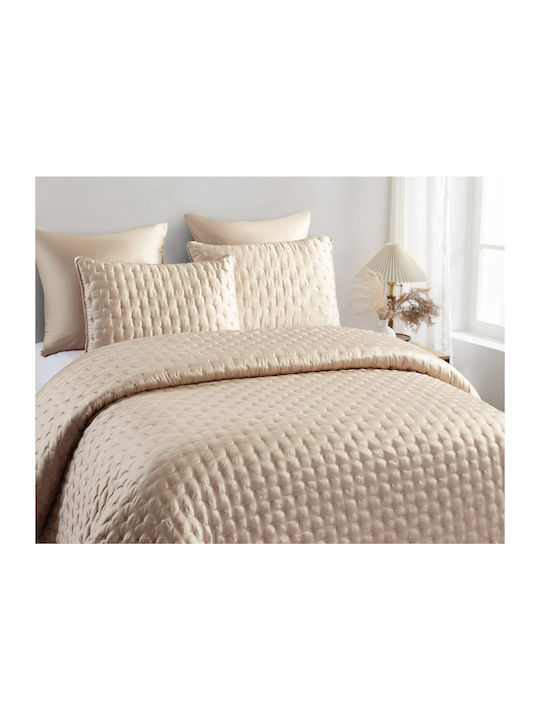 Liolios Home Bedspead Κουβερλί Υπέρδιπλο Microsatin Beige 240x250cm