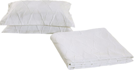 Liolios Home Set Coverlet Queen Size Microsatin White 250x240cm 3pcs